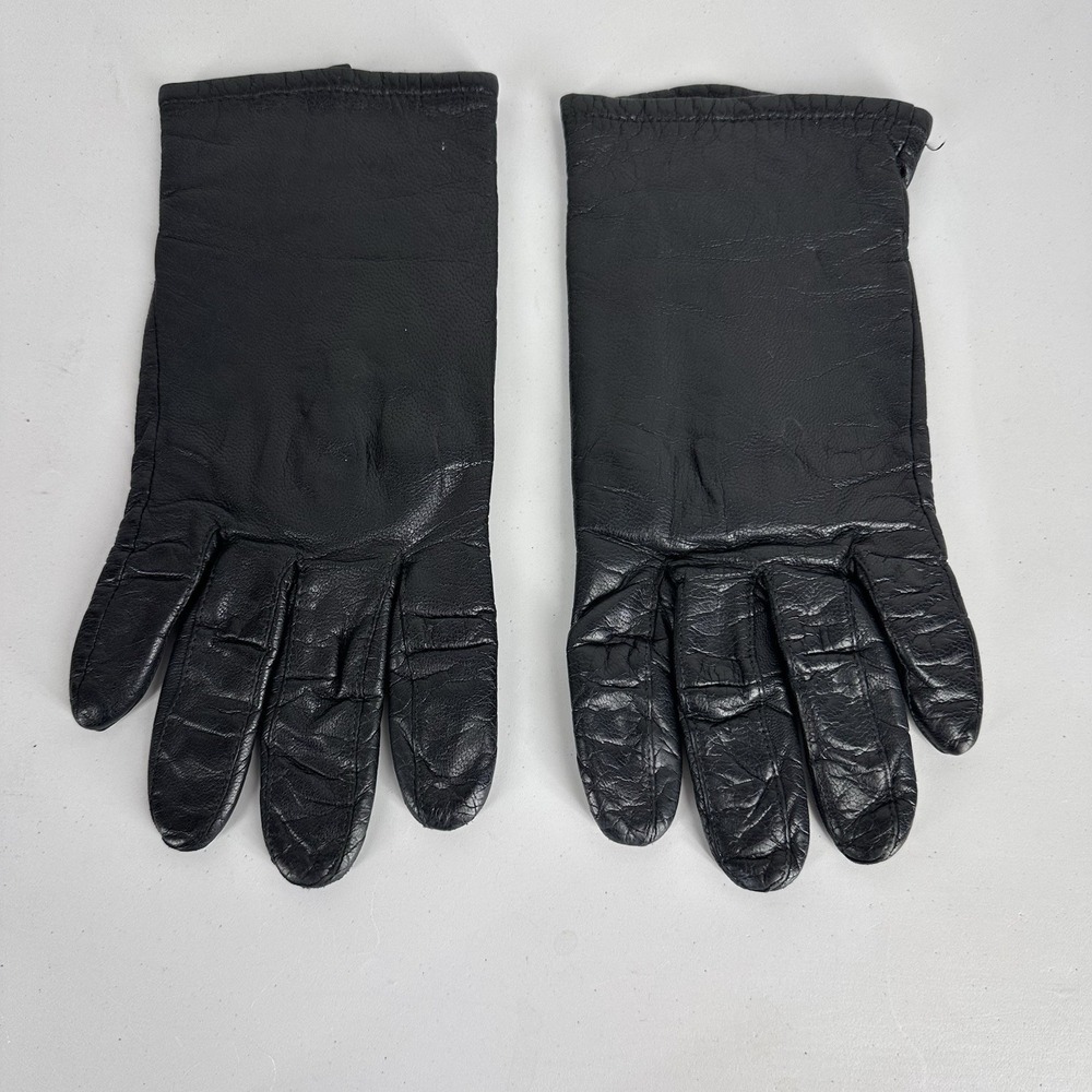 Vintage Fownes (?) Women's Genuine Leather Driving Gloves Black Size 8 Lined‎